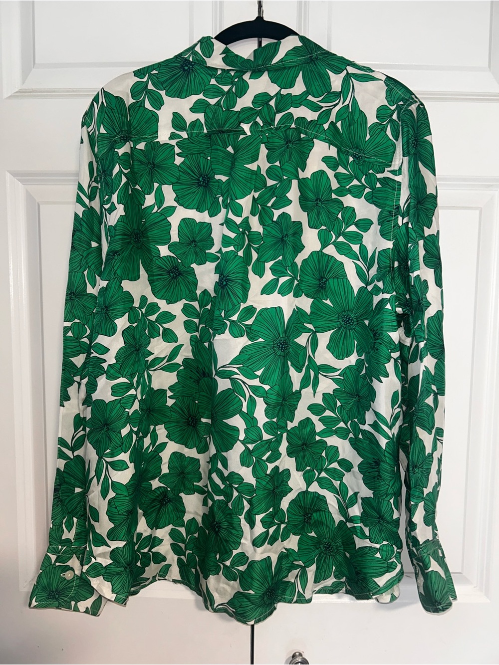 J. Crew White Button-Down Shirt with Green Floral Print - Picture 6 of 8